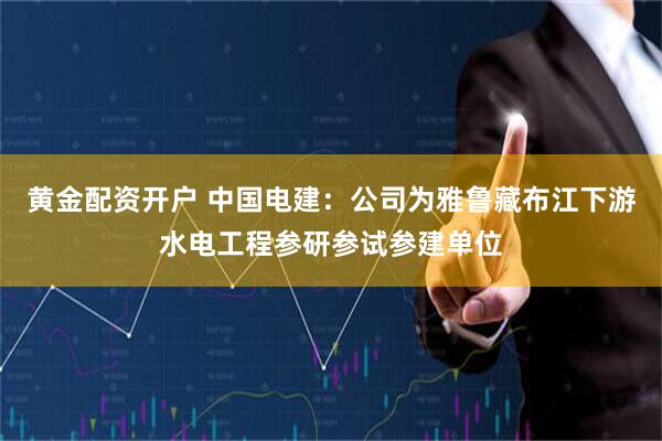 黄金配资开户 中国电建：公司为雅鲁藏布江下游水电工程参研参试参建单位