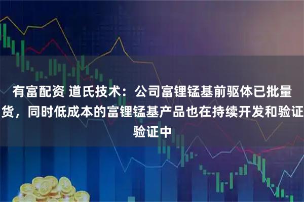 有富配资 道氏技术：公司富锂锰基前驱体已批量出货，同时低成本的富锂锰基产品也在持续开发和验证中