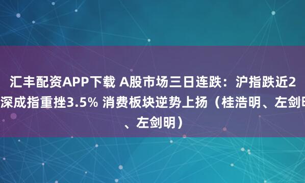 汇丰配资APP下载 A股市场三日连跌：沪指跌近2% 深成指重挫3.5% 消费板块逆势上扬（桂浩明、左剑明）