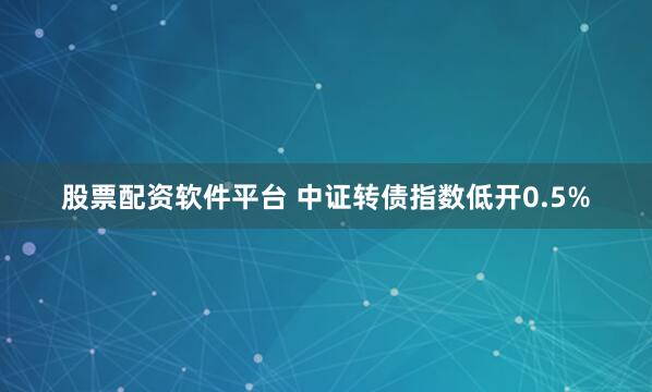 股票配资软件平台 中证转债指数低开0.5%